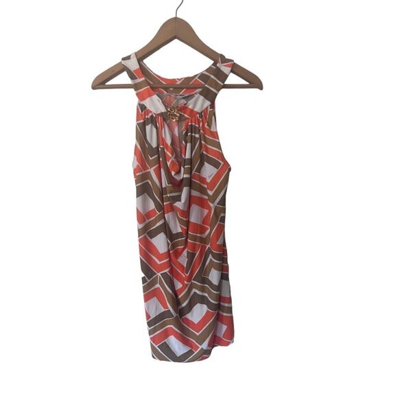 Trina Turk Geometric Halter Tunic Sleeve Cover Up Top Multicolor Size Small - Picture 1 of 9